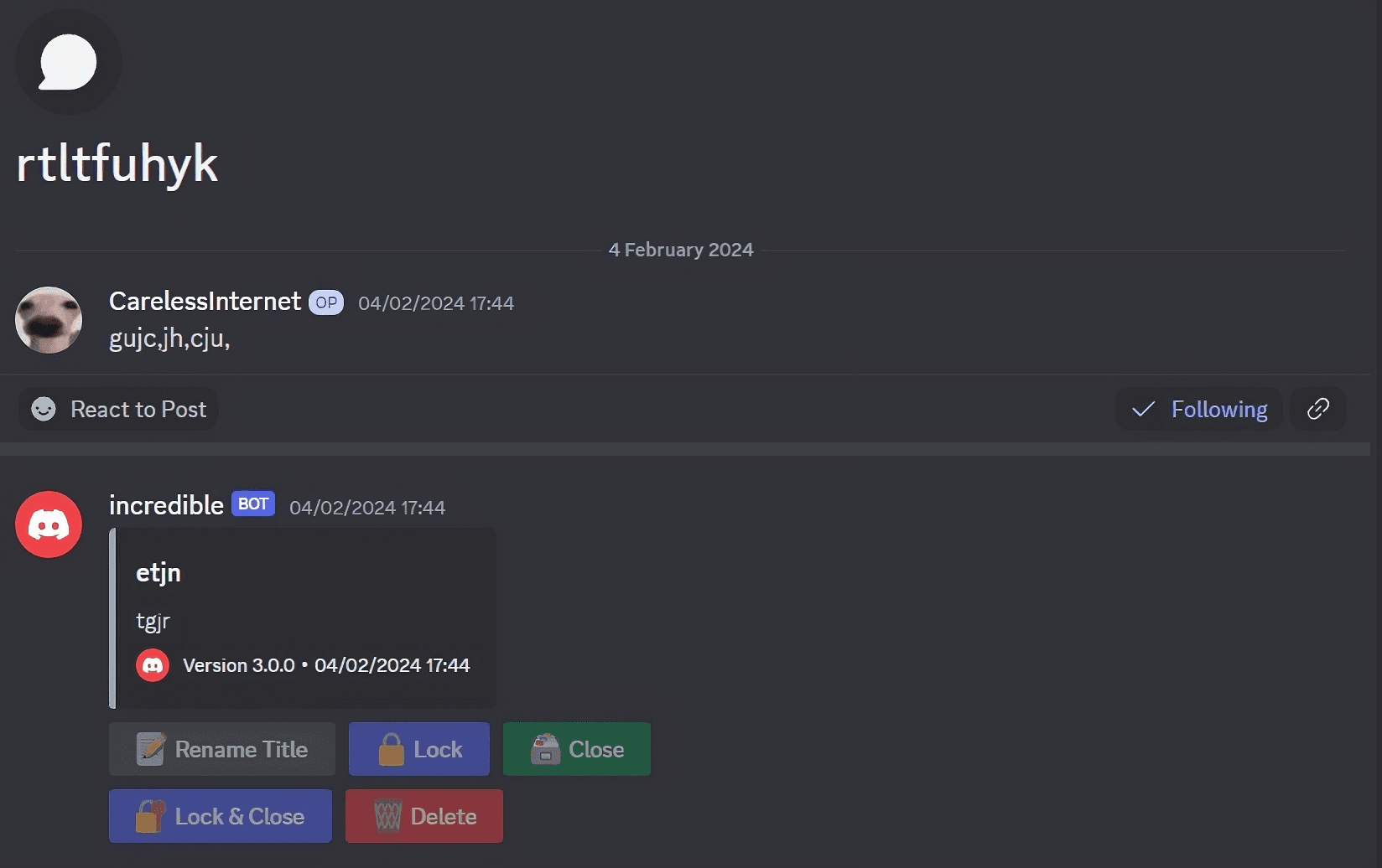 Bild på användarforumets trådmeddelande.